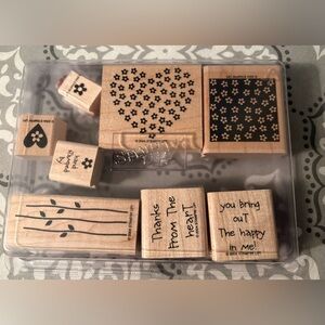 Stampin' Up! Floral and Sentiment Wooden Stamp Set - Retired